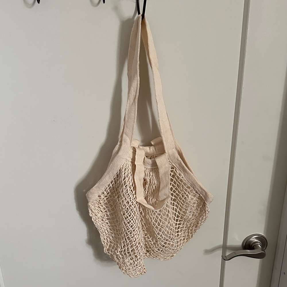 Simple Ecology Elegant Cream Knit Mesh Tote Bag